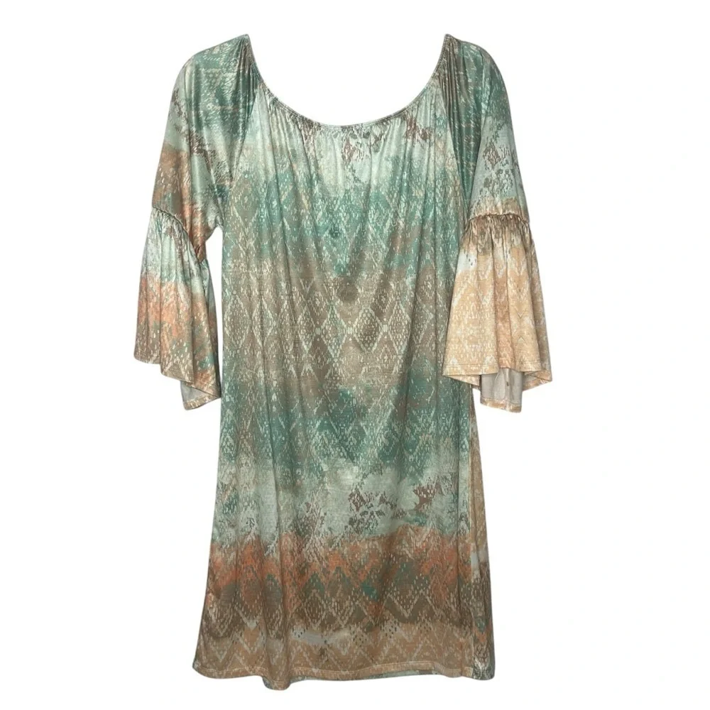 Ariat Bell Sleeve Southwestern Scoop Neck Shift Dress - Picture 5 of 12